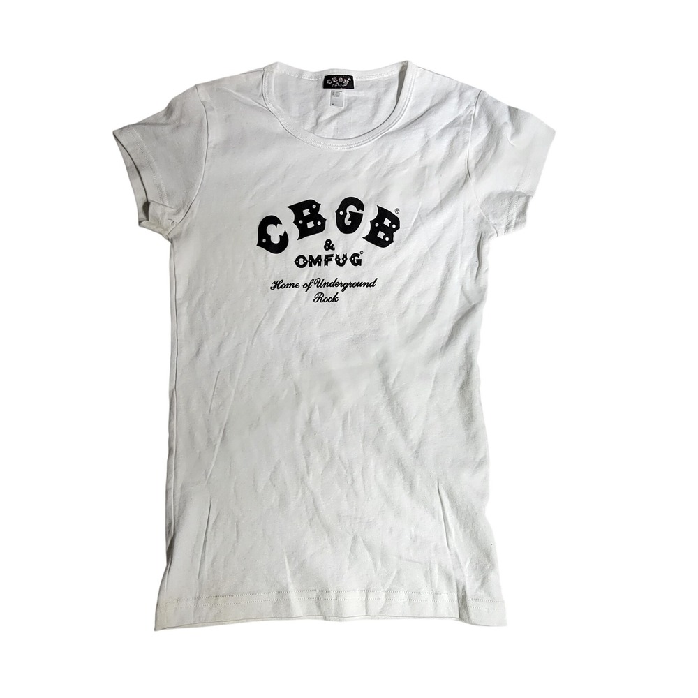 CBGB OMFUG Home of Underground Rock White Graphic T-Shirt Medium Slim Fit NYC